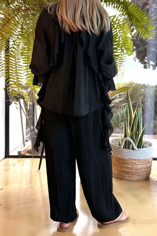 Zeta Otto Caleta Frill Top Black /4 =